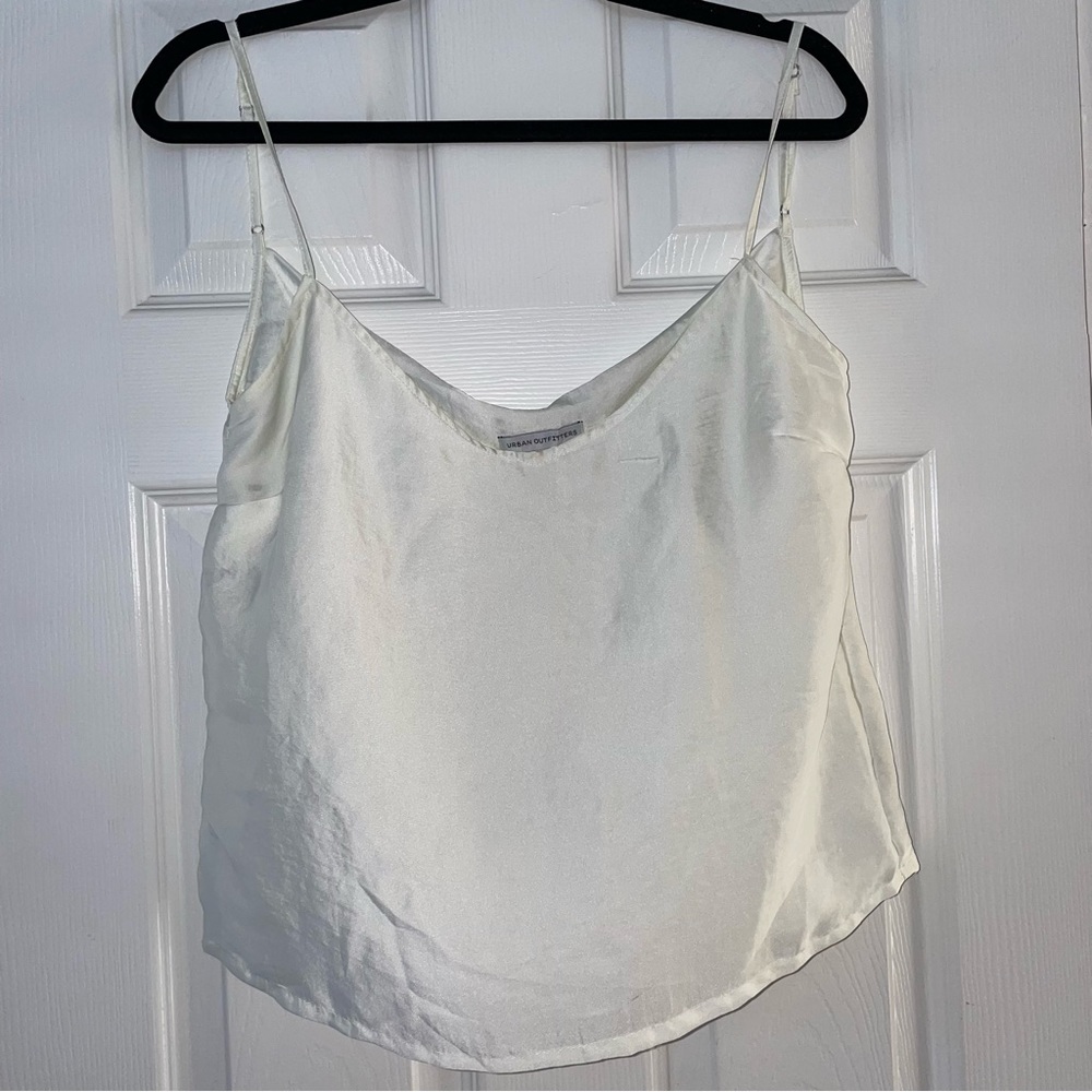 Urban Outfitter's White Beige Satin Cami Tank Top - Medium